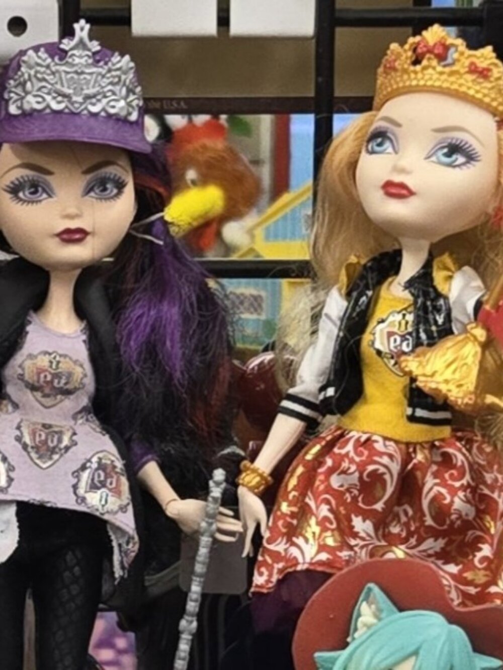 Set ❤ Ever After High Lot Apple White & Raven Queen School Spirit stands brush